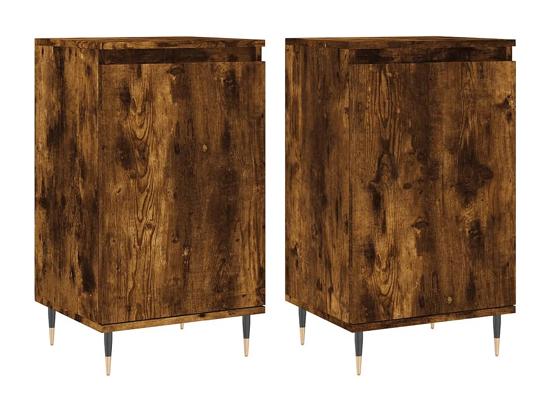 Dressoirs 2 st 40x35x70 cm bewerkt hout gerookt eikenkleurig NL26480