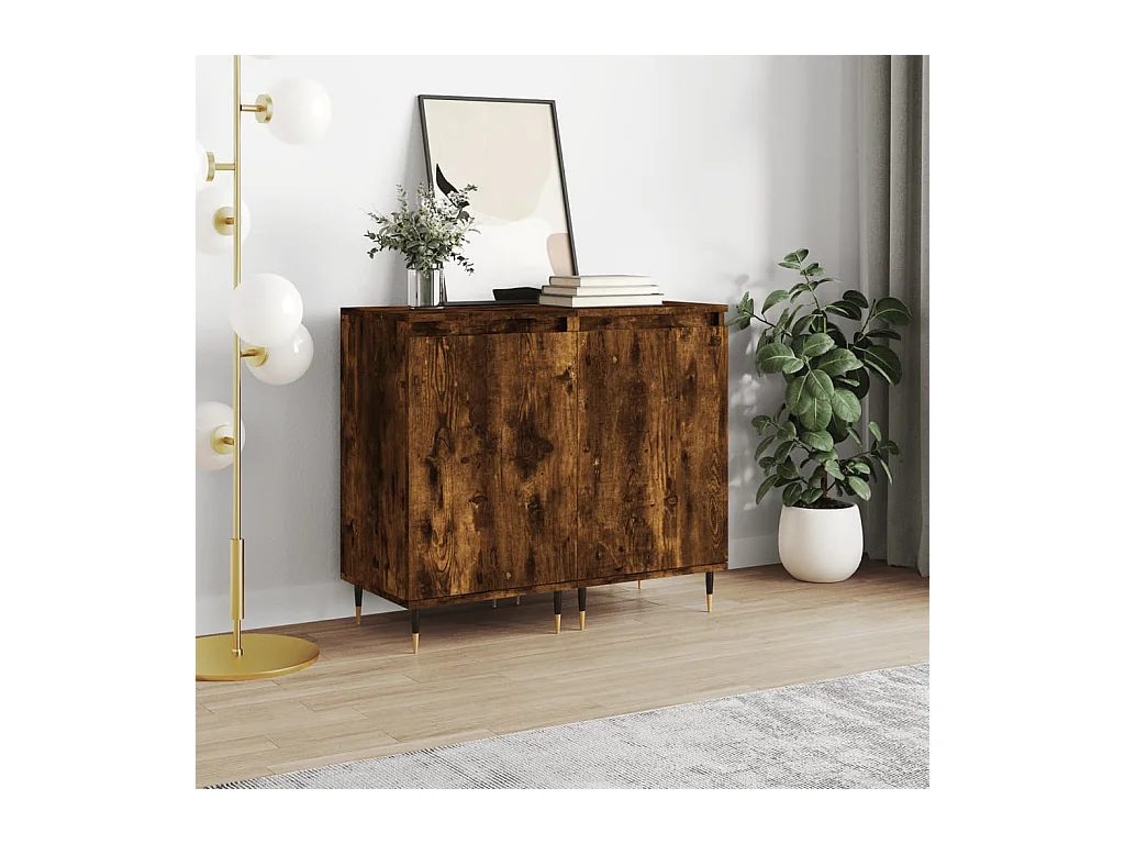 lot de 2 Buffets chêne fumé 40x35x70 cm bois d'ingénierie QWE62753