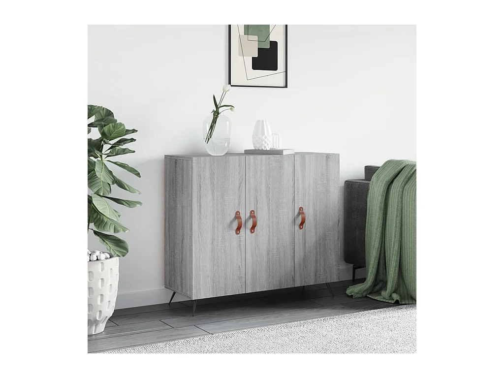 Buffet sonoma gris 90x34x80 cm bois d'ingénierie QWE53242