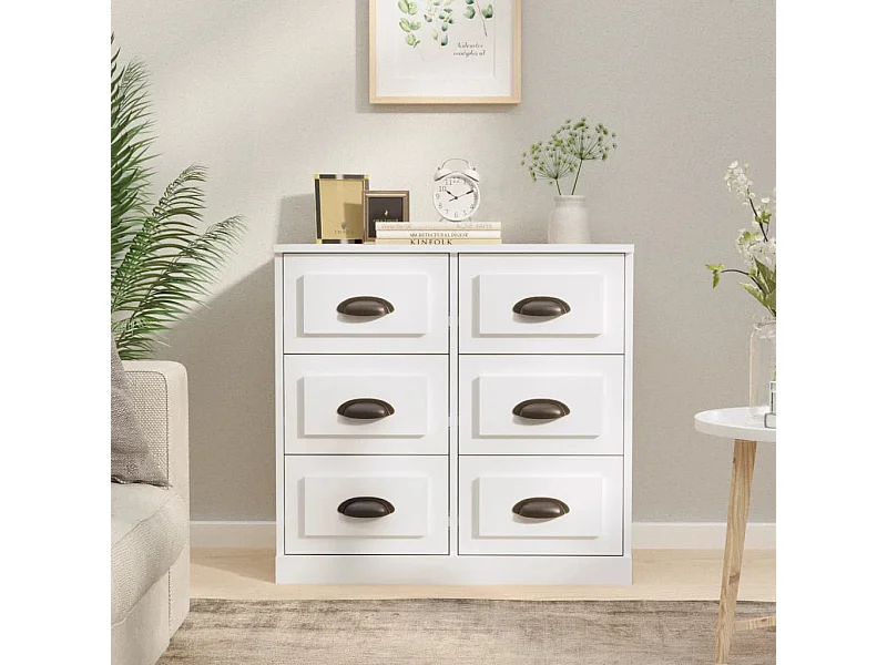 Buffet blanc brillant 70x35,5x67,5 cm bois d'ingénierie EGER97318