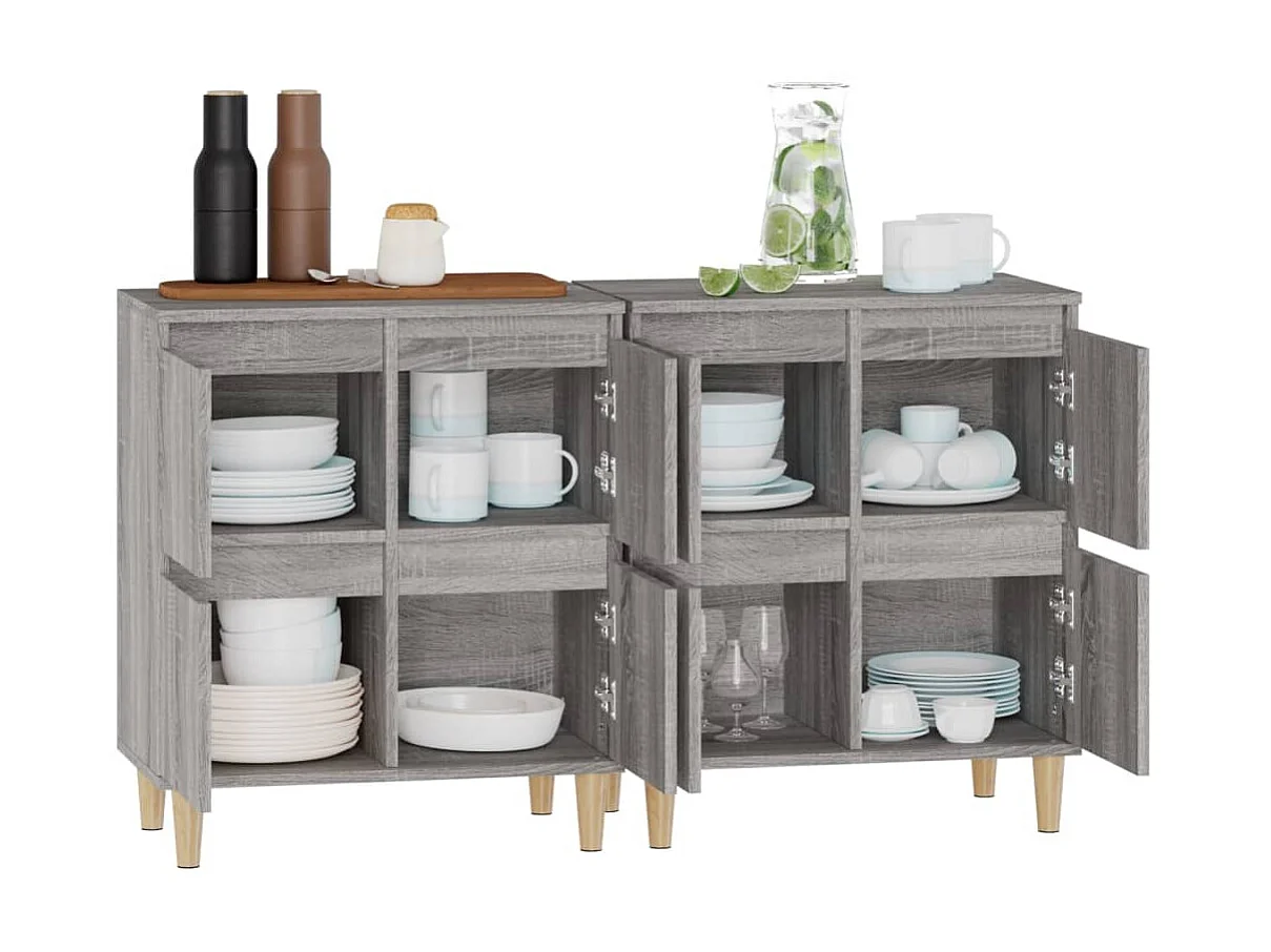 Buffets 2 pcs sonoma gris 60x35x70 cm bois d'ingénierie EGER51367
