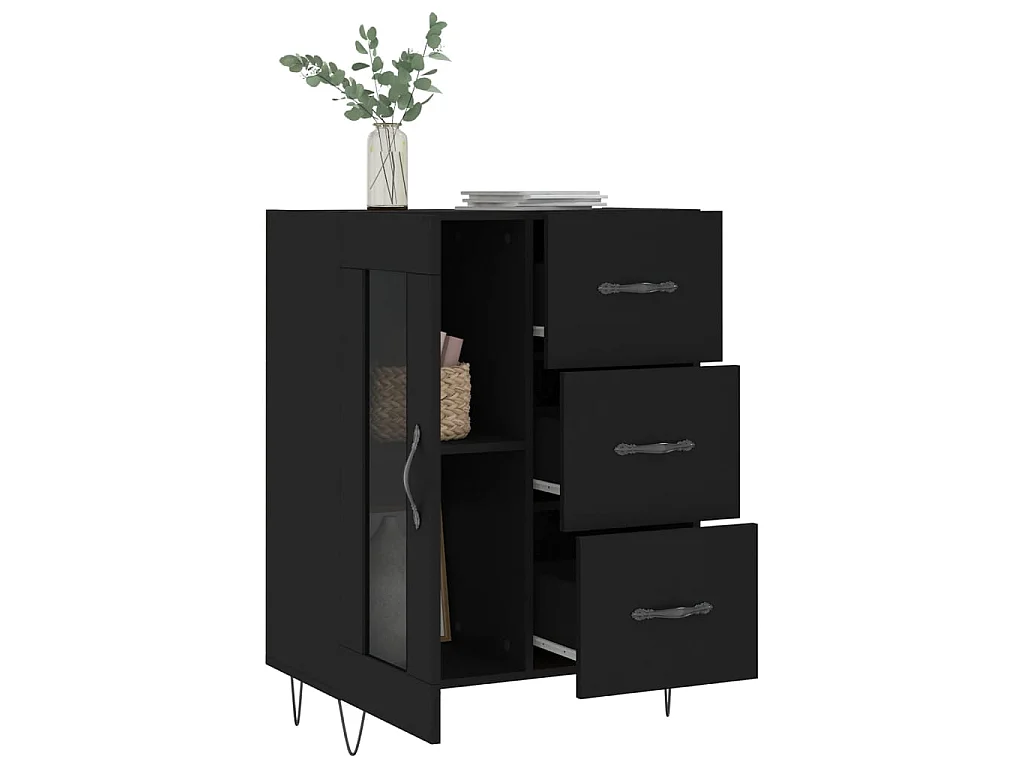 Dressoir 69,5x34x90 cm bewerkt hout zwart NL211409