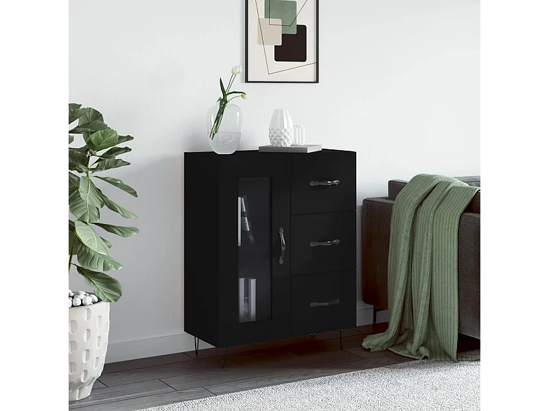Buffet noir 69,5x34x90 cm bois d'ingénierie QWE53699