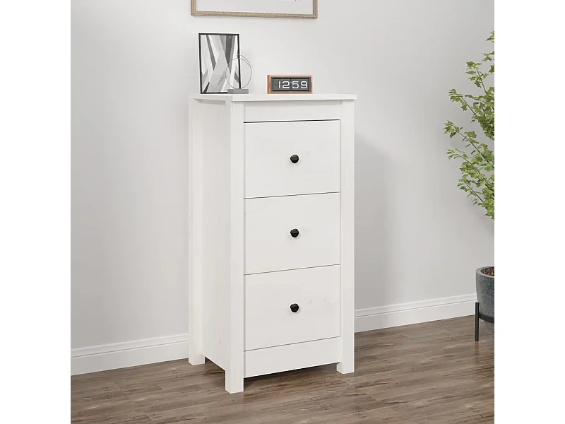 Buffet Blanc 40x35x80 cm Bois massif de pin EGER22213