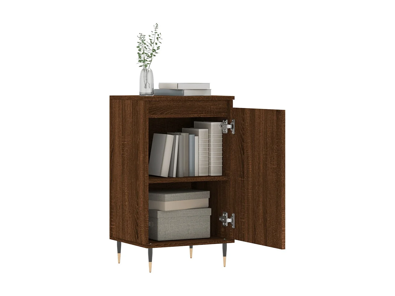 lot de 2 Buffets chêne marron 40x35x70 cm bois d'ingénierie QWE89722