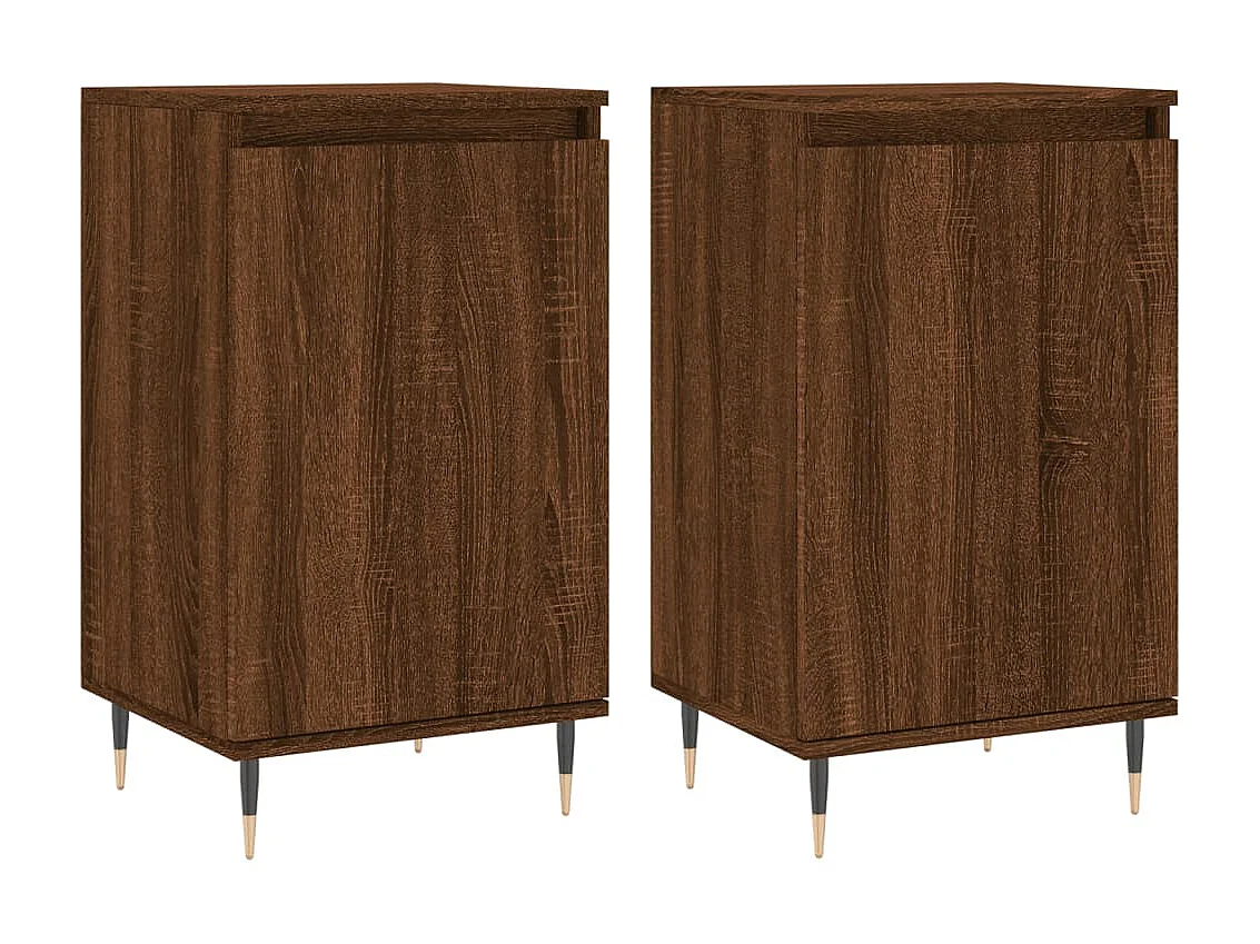 lot de 2 Buffets chêne marron 40x35x70 cm bois d'ingénierie QWE89722