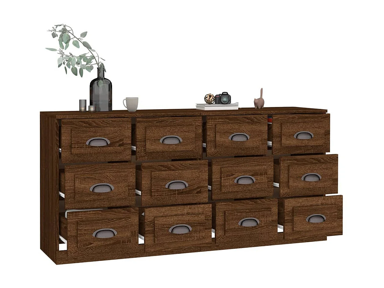 Buffets 2 pcs chêne marron bois d'ingénierie EGER16465