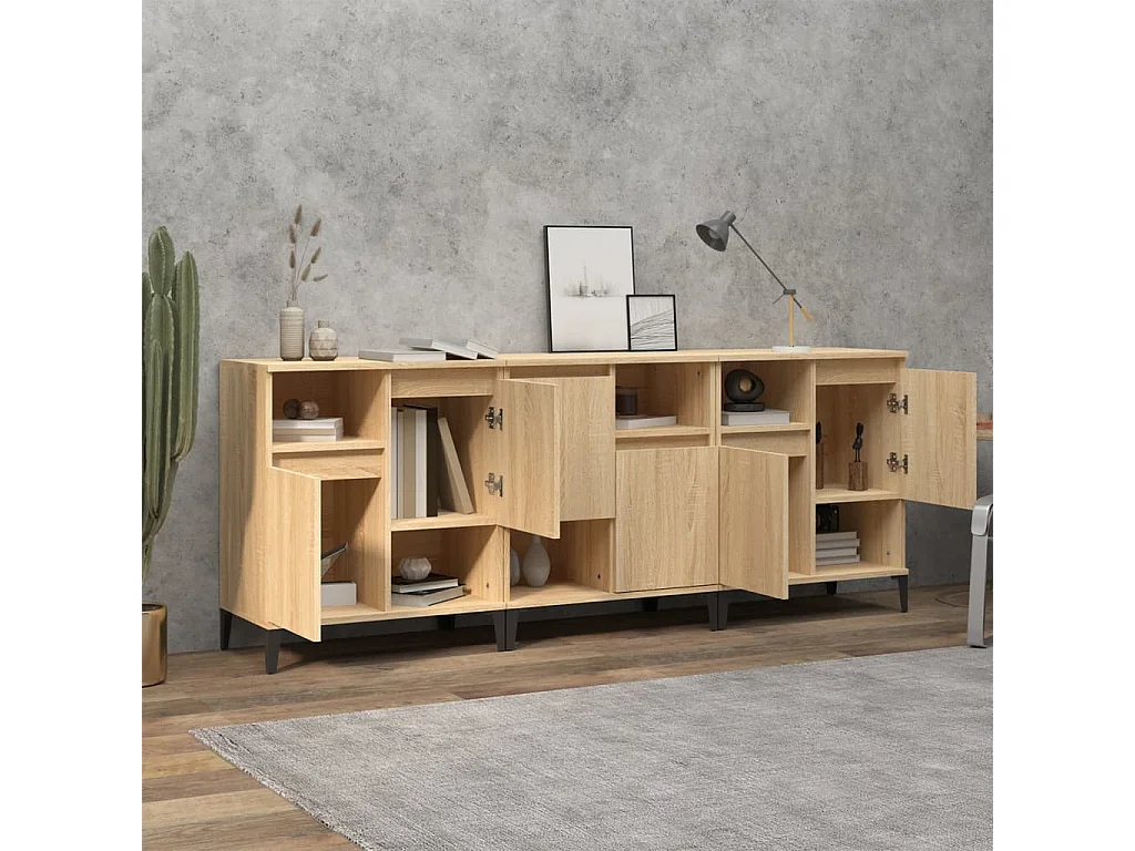 Buffets 3 pcs chêne sonoma 60x35x70 cm bois d'ingénierie EGER87508