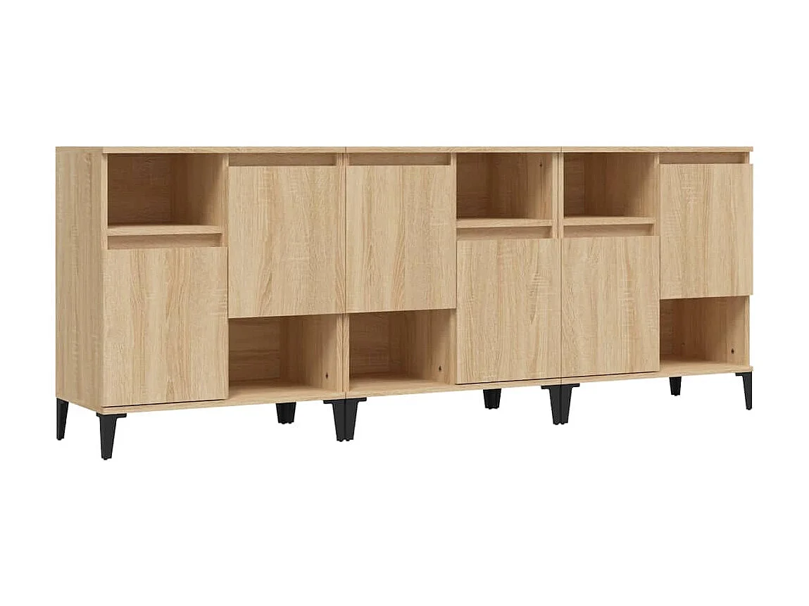 Buffets 3 pcs chêne sonoma 60x35x70 cm bois d'ingénierie EGER87508