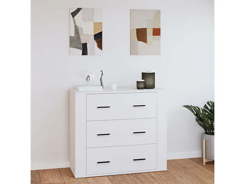 Aparador de madera contrachapada blanco 80x33x70 cm ES61268