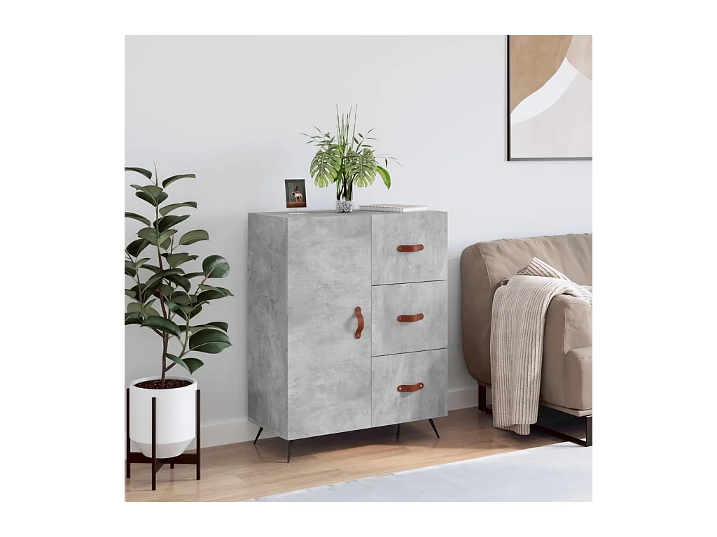 Buffet gris béton 69,5x34x90 cm bois d'ingénierie QWE89658