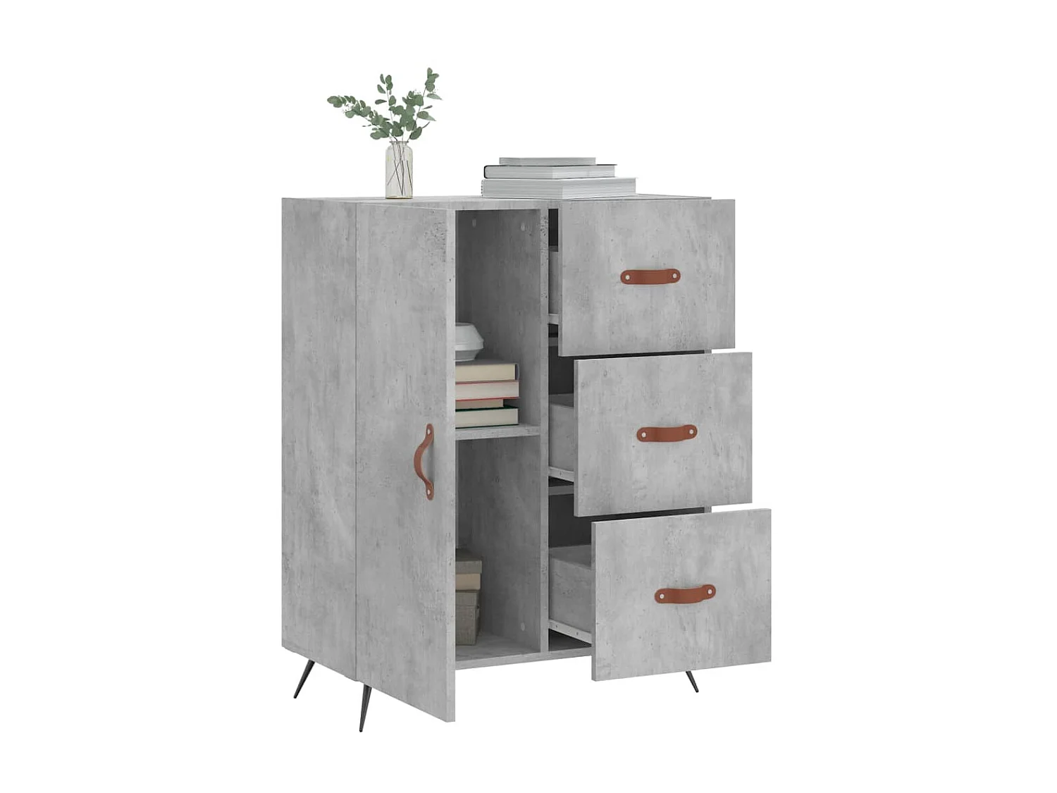 Buffet gris béton 69,5x34x90 cm bois d'ingénierie QWE89658