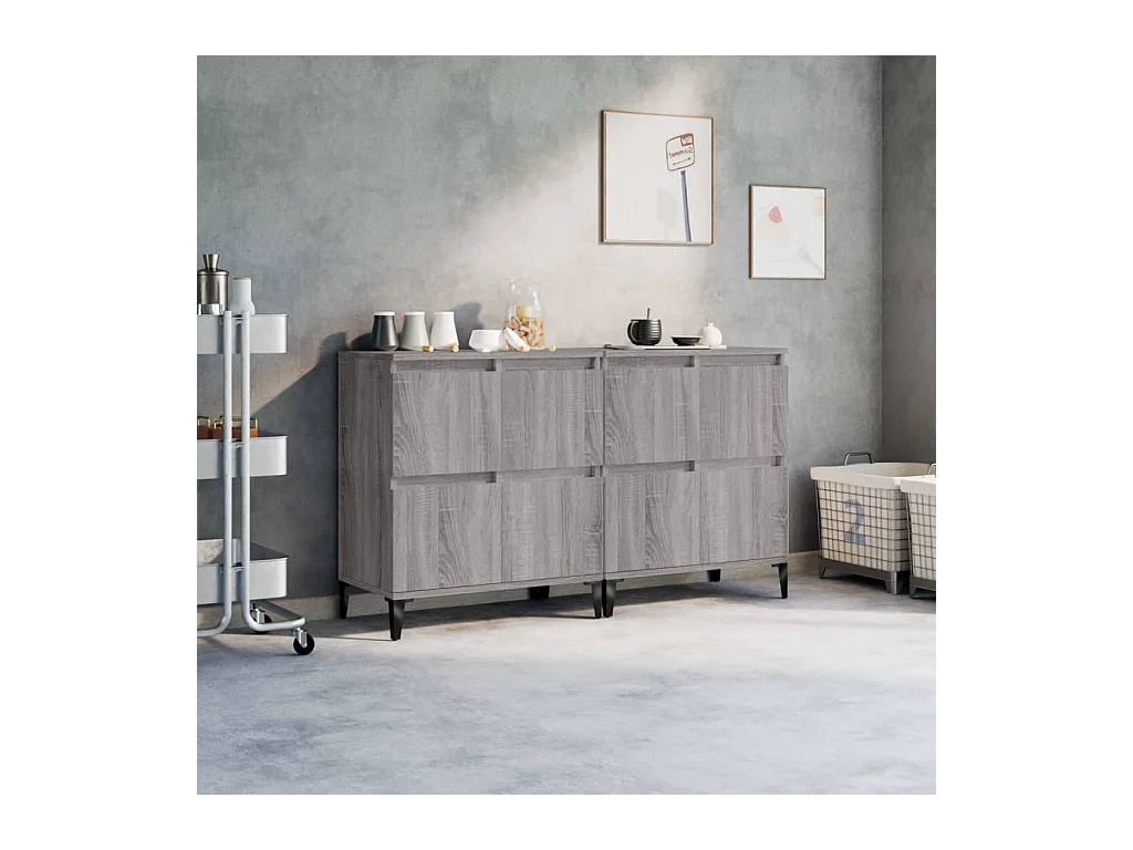 Buffets 2 pcs sonoma gris 60x35x70 cm bois d'ingénierie EGER73946