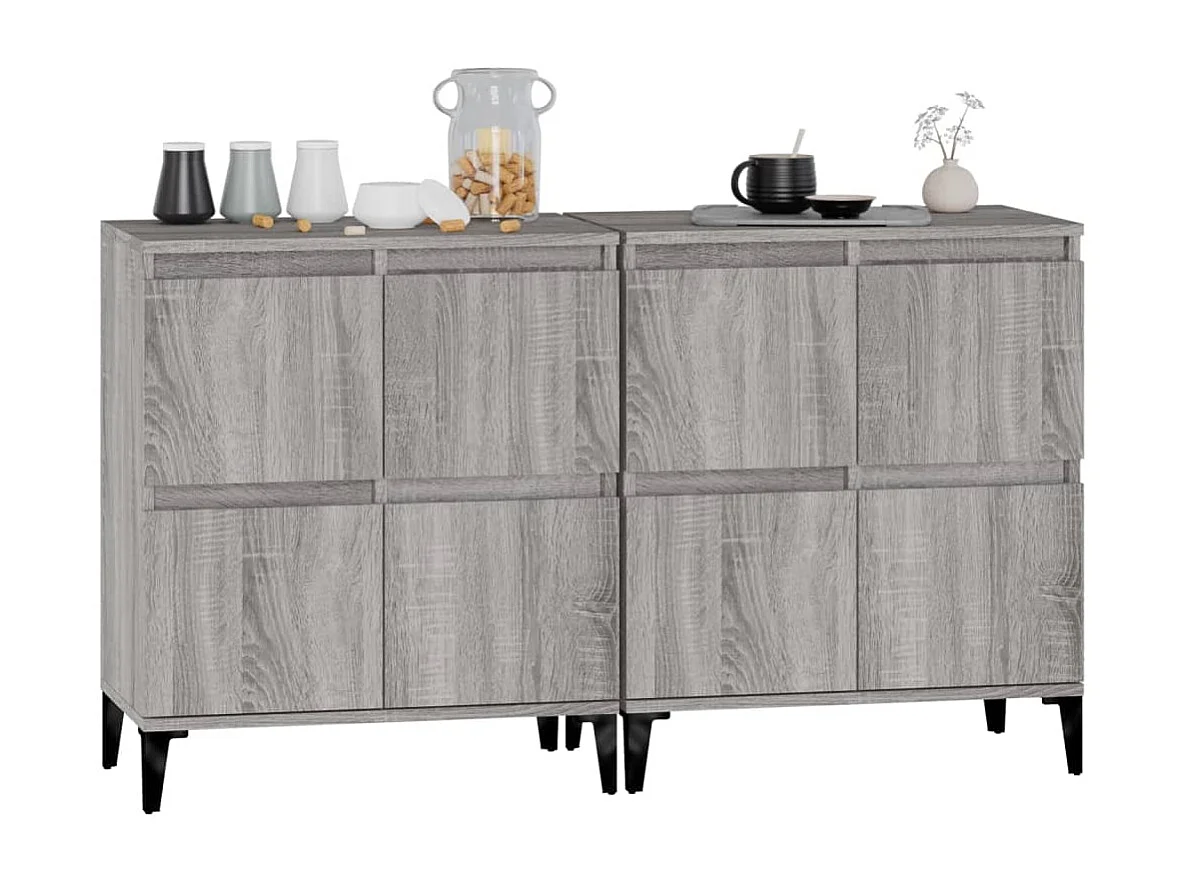 Buffets 2 pcs sonoma gris 60x35x70 cm bois d'ingénierie EGER73946