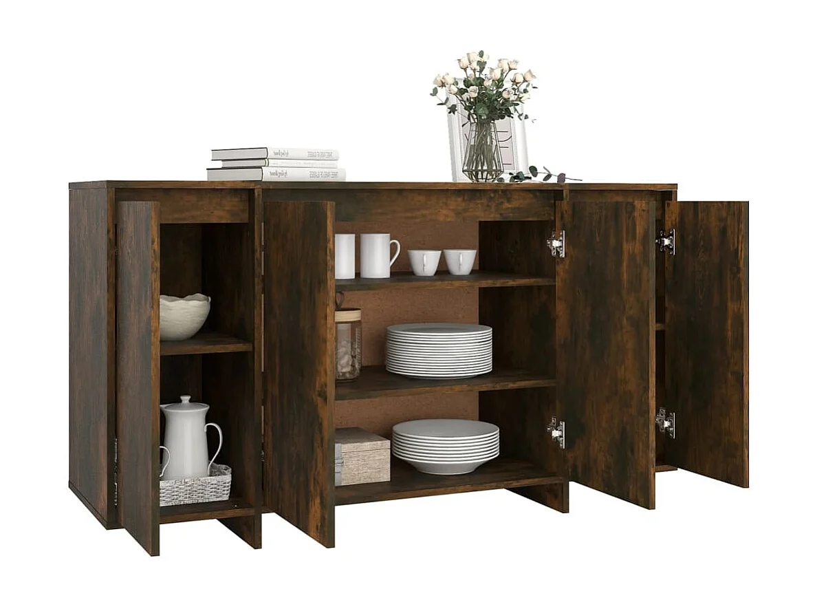 Buffet Chêne fumé 135x41x75 cm Aggloméré EGER41799