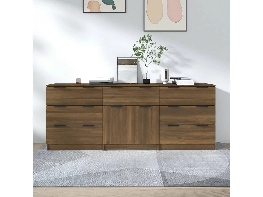 Buffets 3 pcs Chêne marron Bois d'ingénierie EGER61323