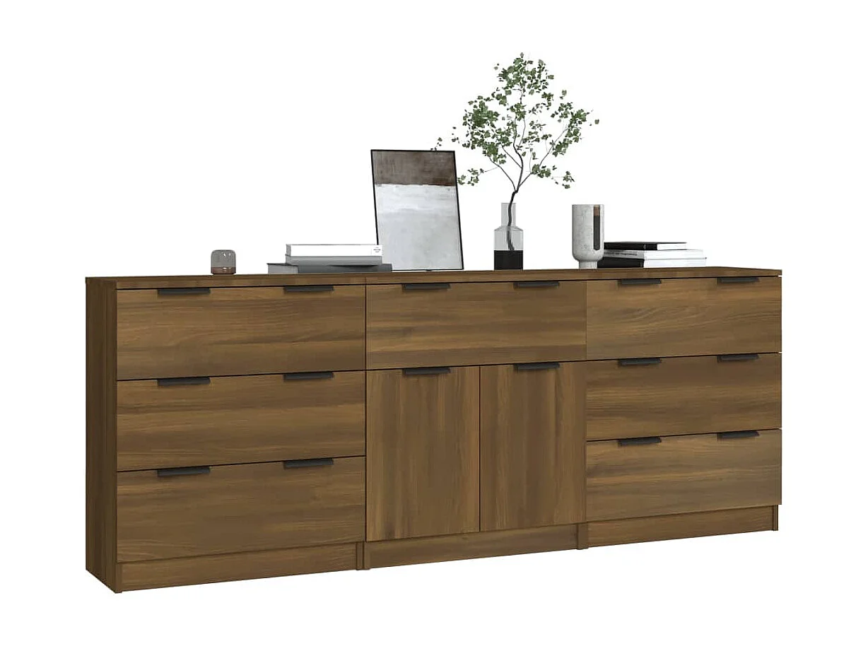 Buffets 3 pcs Chêne marron Bois d'ingénierie EGER61323