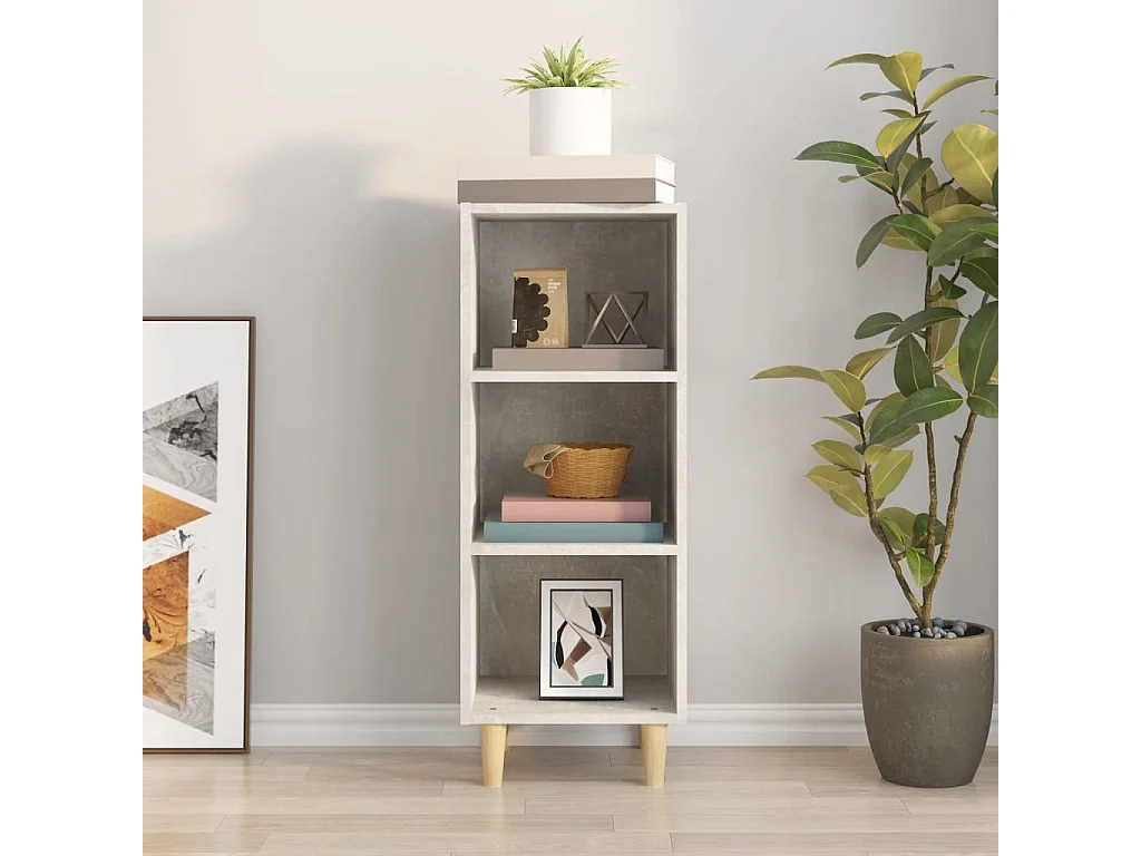 Aparador de madera contrachapada gris hormigón 34,5x32,5x90 cm ES98912