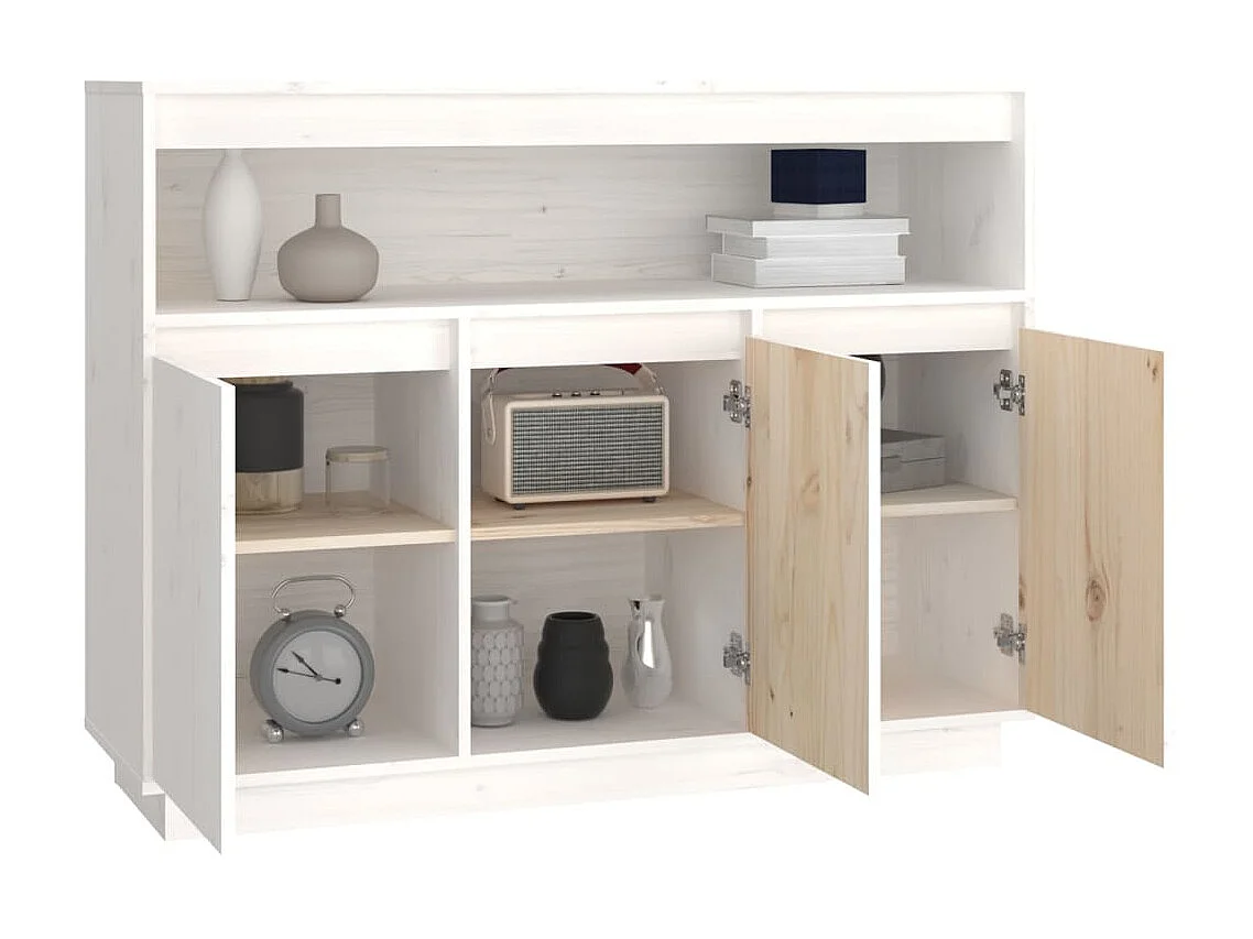 Buffet Blanc 104,5x34x80 cm Bois massif de pin QWE63247