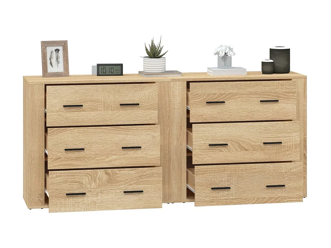 Aparadores 2 piezas madera contrachapada color roble sonoma ES46617