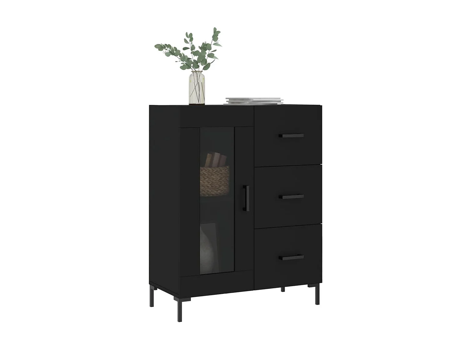 Buffet noir 69,5x34x90 cm bois d'ingénierie QWE30647