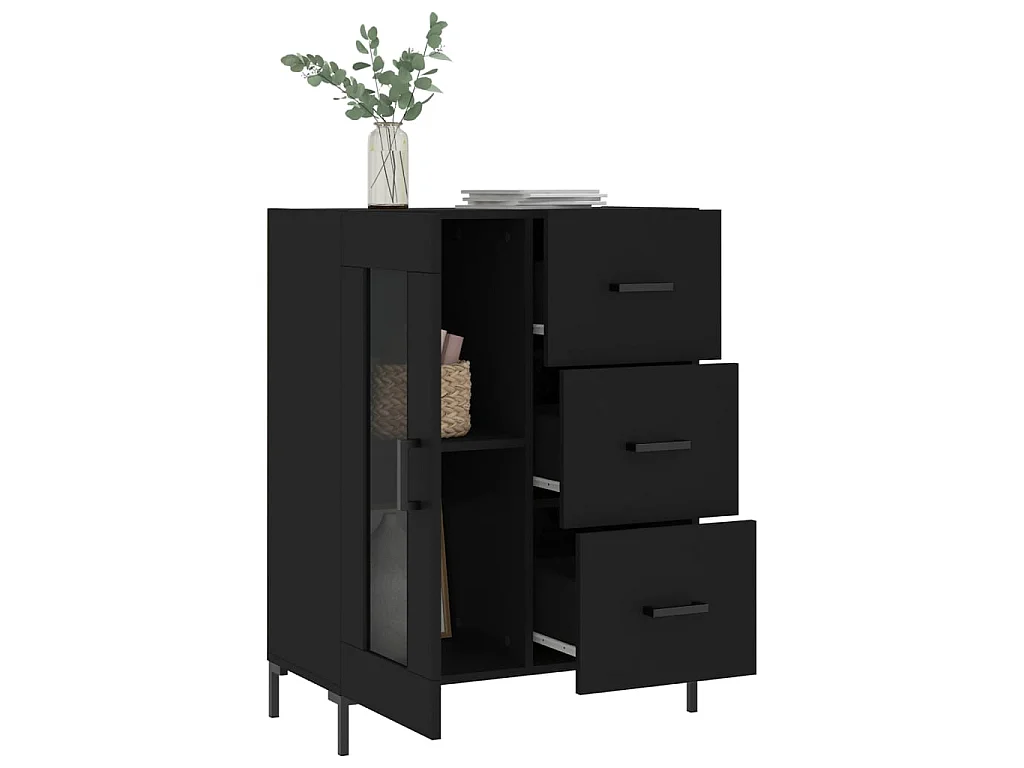 Buffet noir 69,5x34x90 cm bois d'ingénierie QWE30647