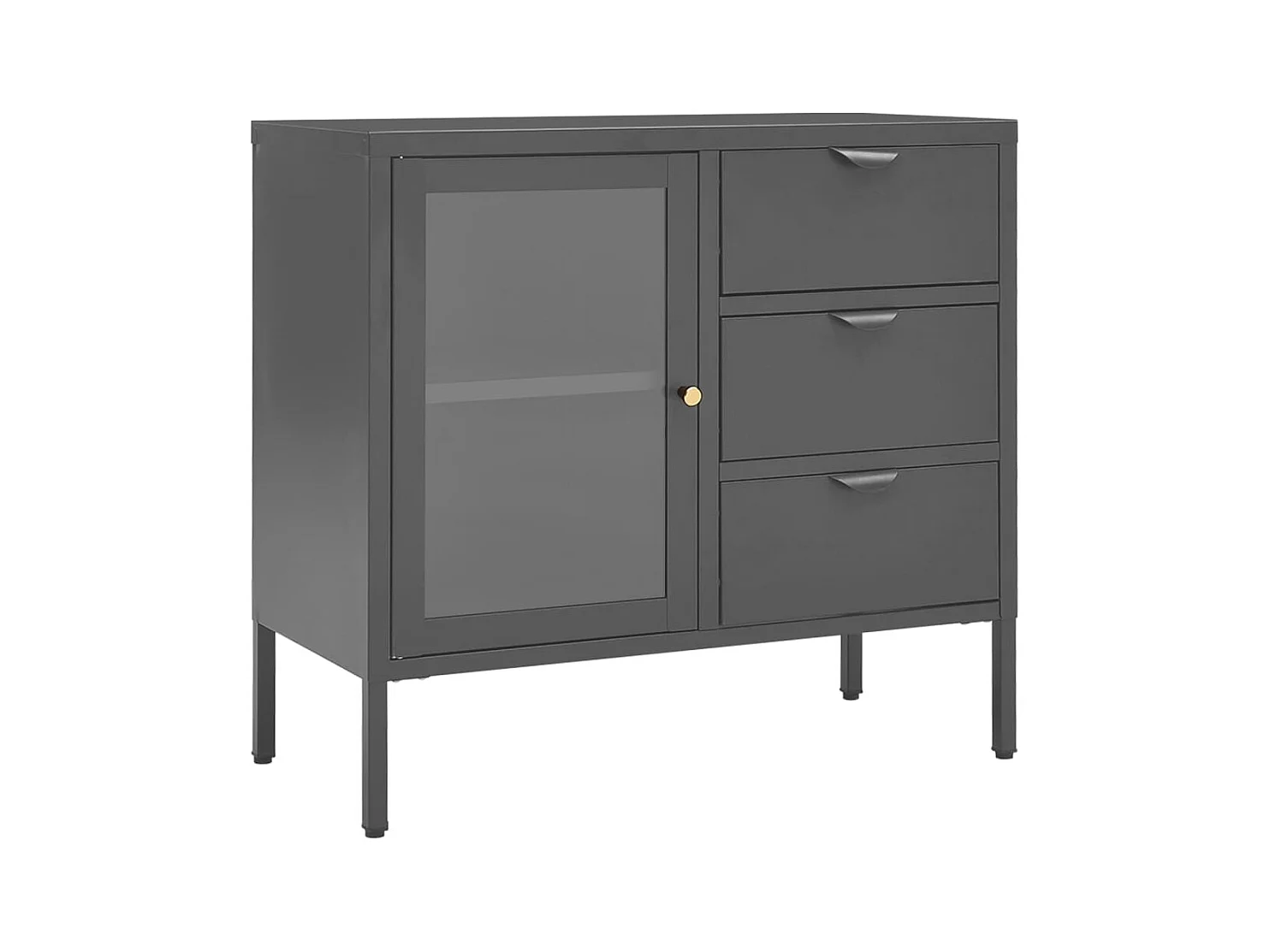 Aparador de acero y vidrio templado antracita 75x35x70 cm ES20294