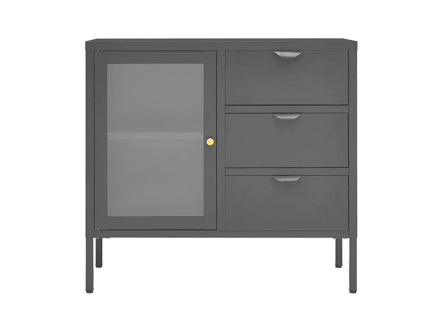 Aparador de acero y vidrio templado antracita 75x35x70 cm ES20294