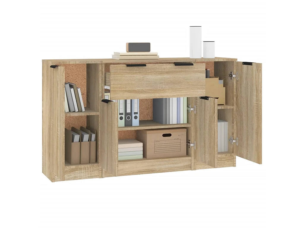 Buffets 3 pcs Chêne sonoma Bois d'ingénierie EGER42759