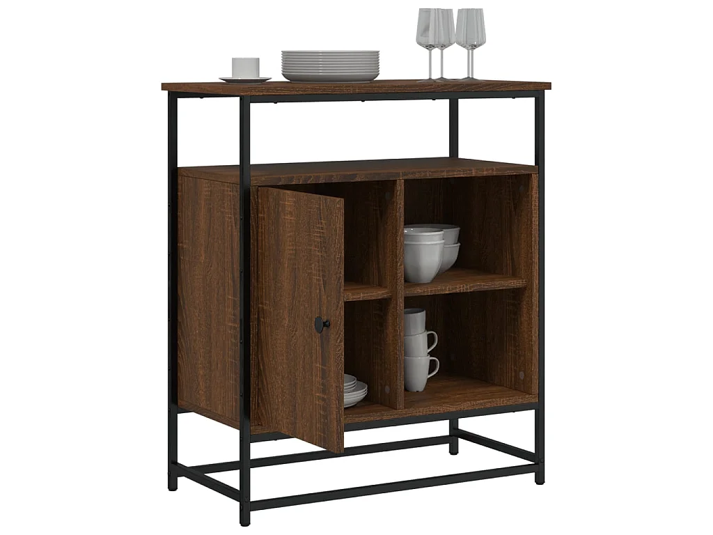 Buffet chêne marron 69x35x80 cm bois d'ingénierie QWE45144