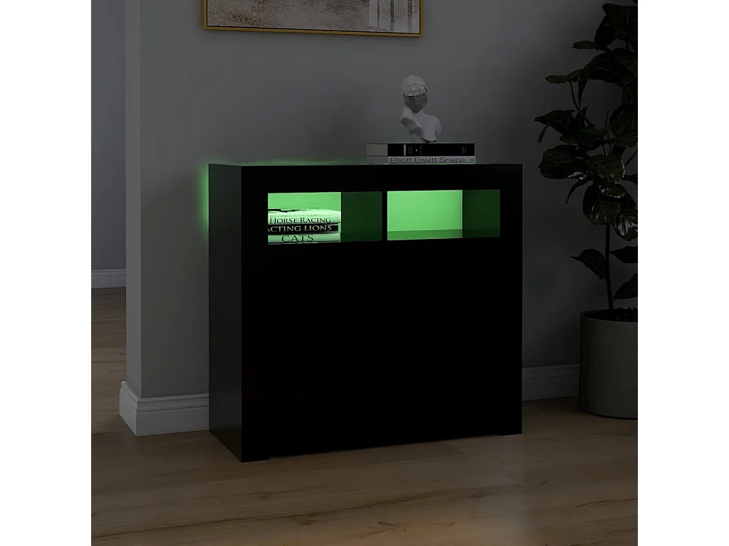 Buffet avec lumières LED noir 80x35x75 cm QWE60663