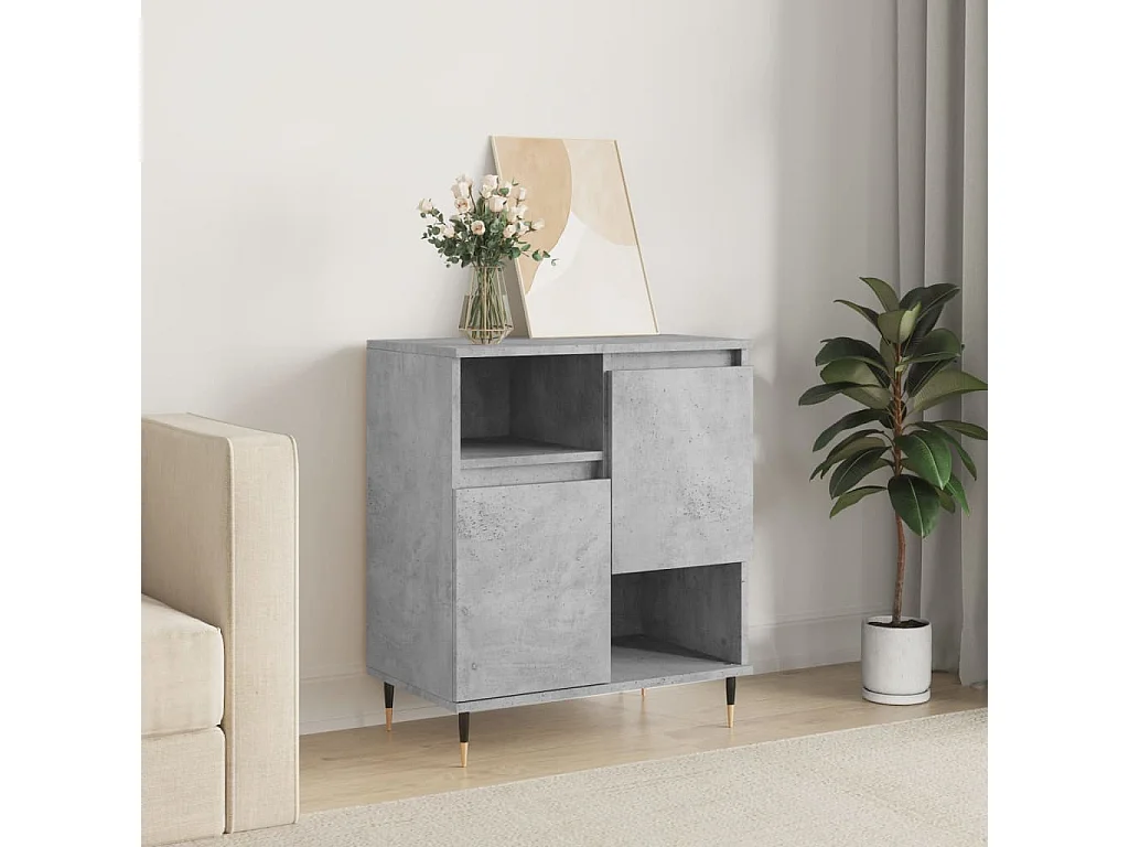 Buffet Gris béton 60x35x70 cm Bois d'ingénierie QWE55395