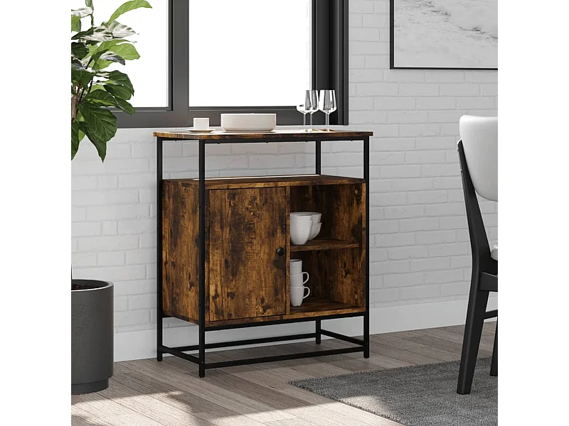 Buffet chêne fumé 69x35x80 cm bois d'ingénierie QWE65986