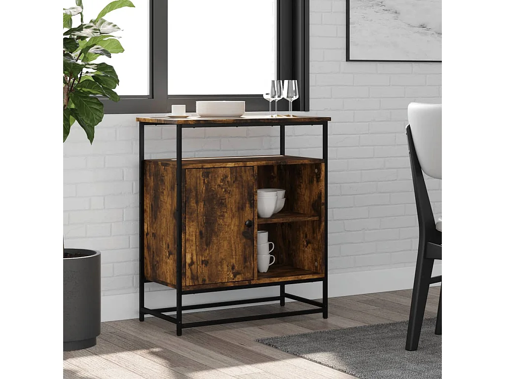 Aparador madera de ingeniería roble ahumado 69x35x80 cm ES40755