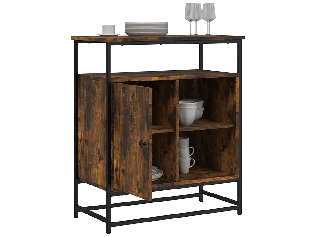 Aparador madera de ingeniería roble ahumado 69x35x80 cm ES40755