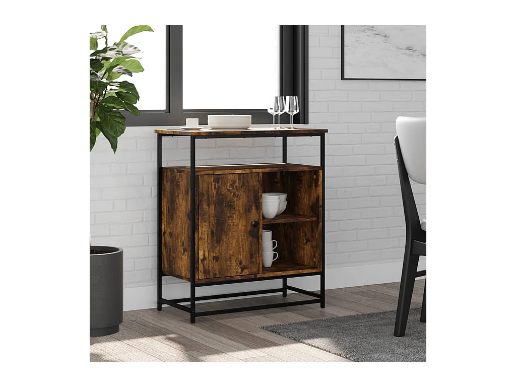 Buffet chêne fumé 69x35x80 cm bois d'ingénierie QWE65986