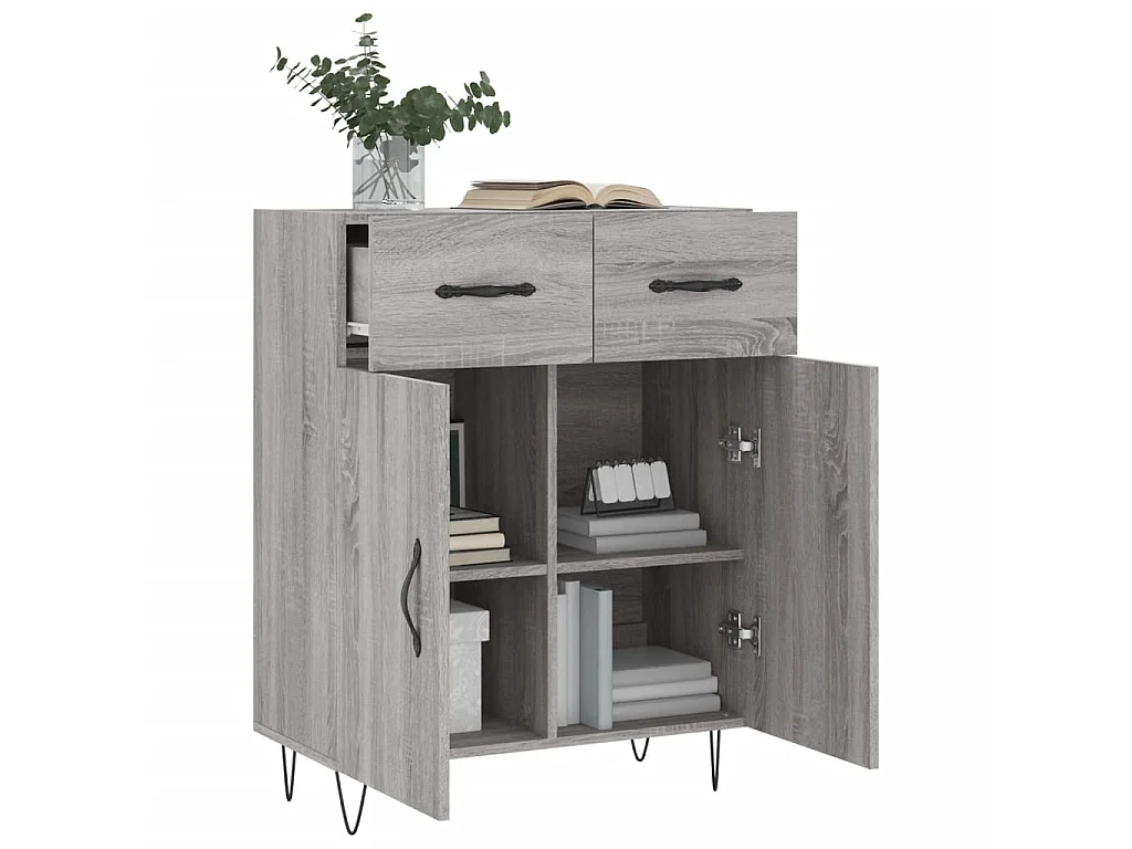 Dressoir 69,5x34x90 cm bewerkt hout grijs sonoma eikenkleurig NL457518