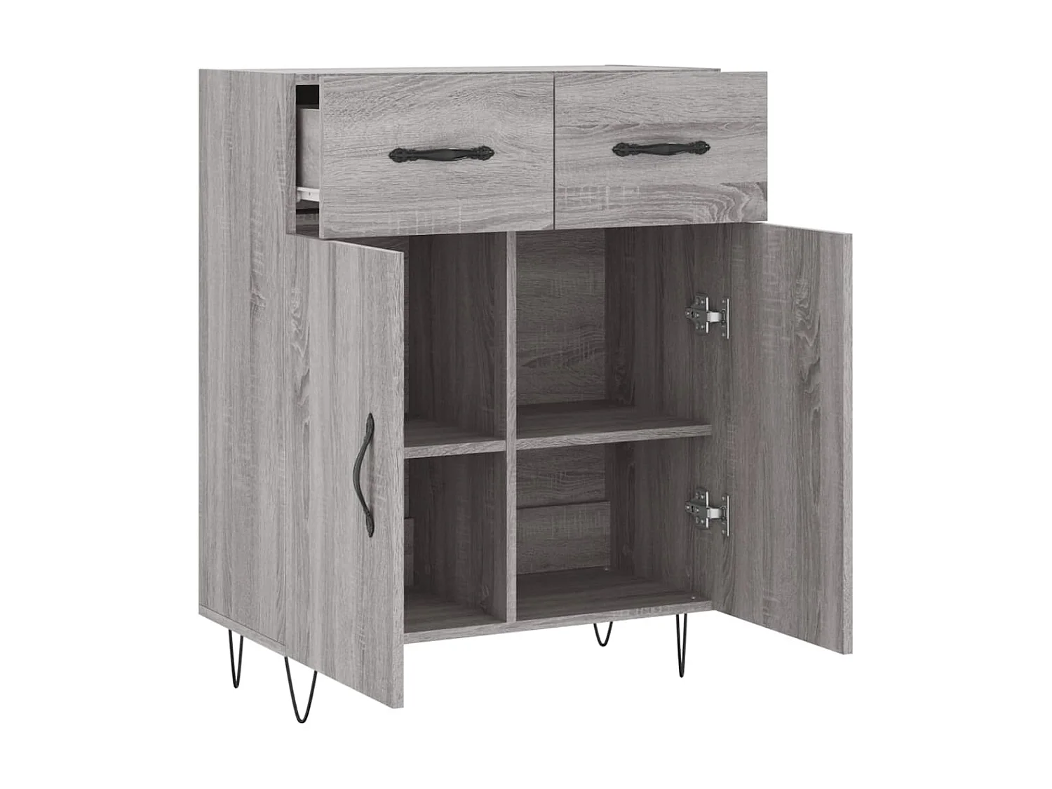 Dressoir 69,5x34x90 cm bewerkt hout grijs sonoma eikenkleurig NL457518