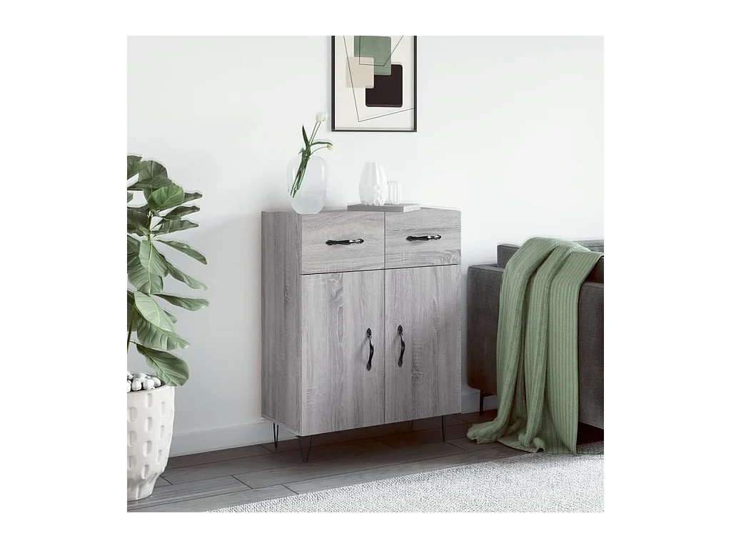 Dressoir 69,5x34x90 cm bewerkt hout grijs sonoma eikenkleurig NL457518
