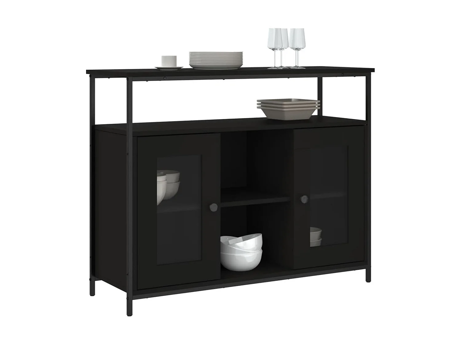 Aparador 100x35x80 cm derivados de madeira preto PT218030