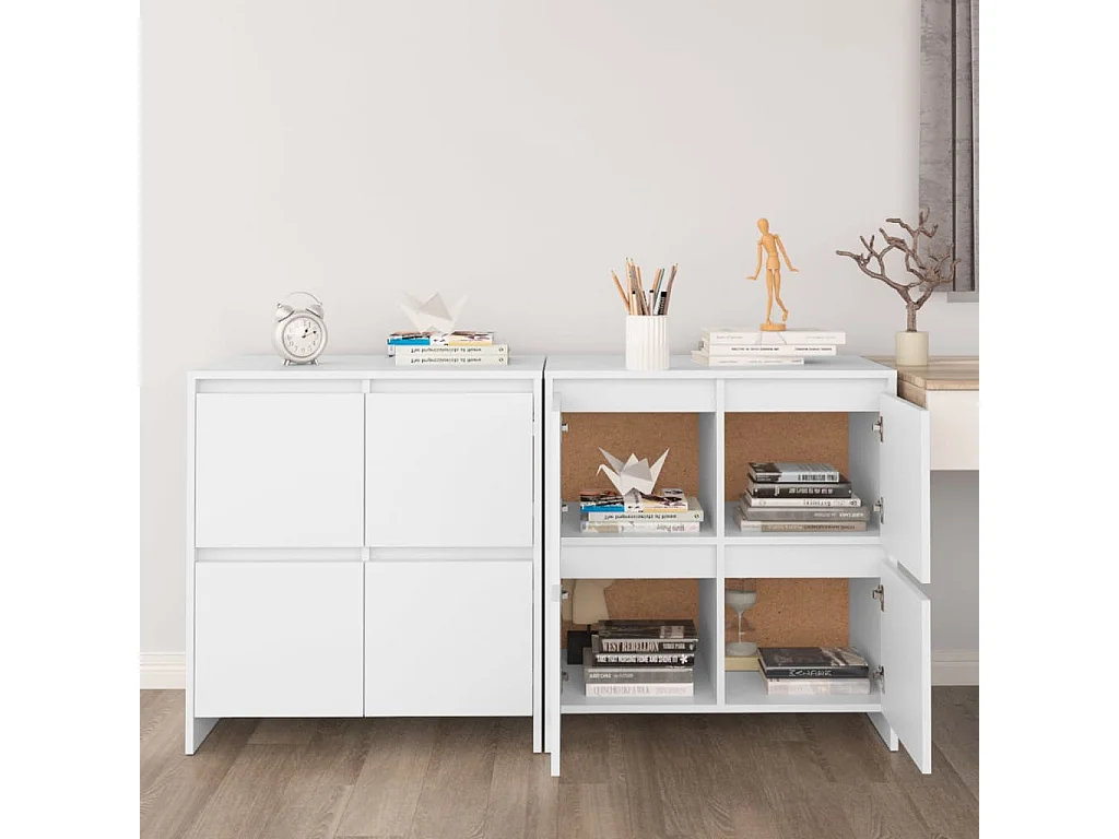 Dressoirs 2 st 70x41x75 cm bewerkt hout wit NL902799