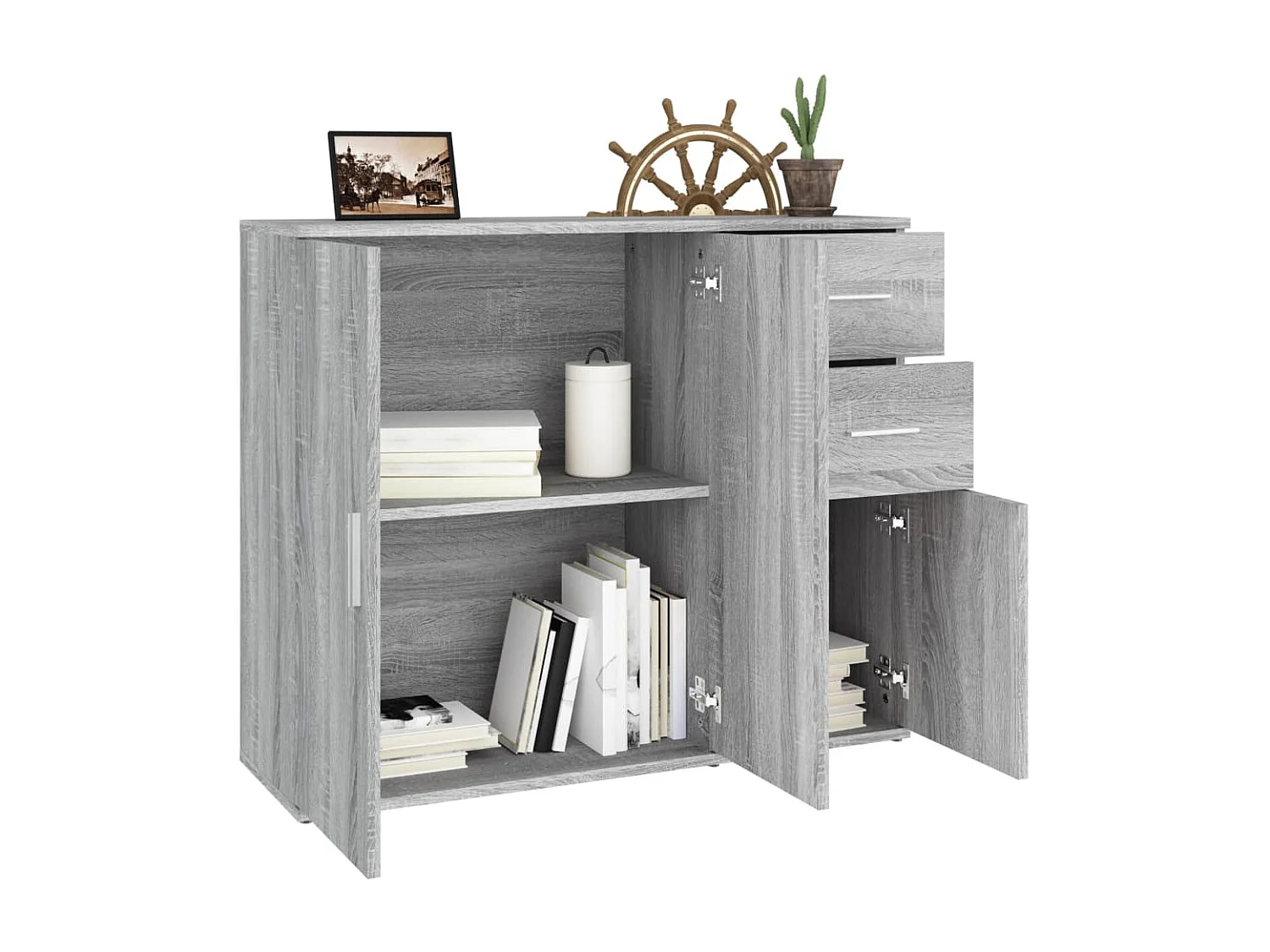 Aparador de madera contrachapada gris Sonoma 91x29,5x75 cm ES91151