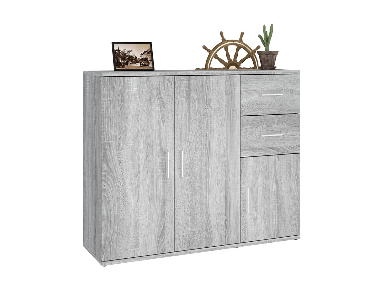 Aparador de madera contrachapada gris Sonoma 91x29,5x75 cm ES91151