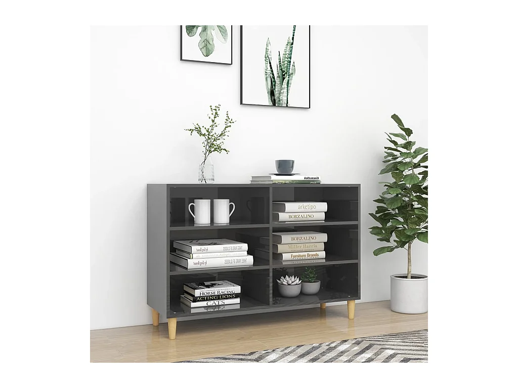 Buffet Gris brillant 103,5x35x70 cm Aggloméré EGER45106