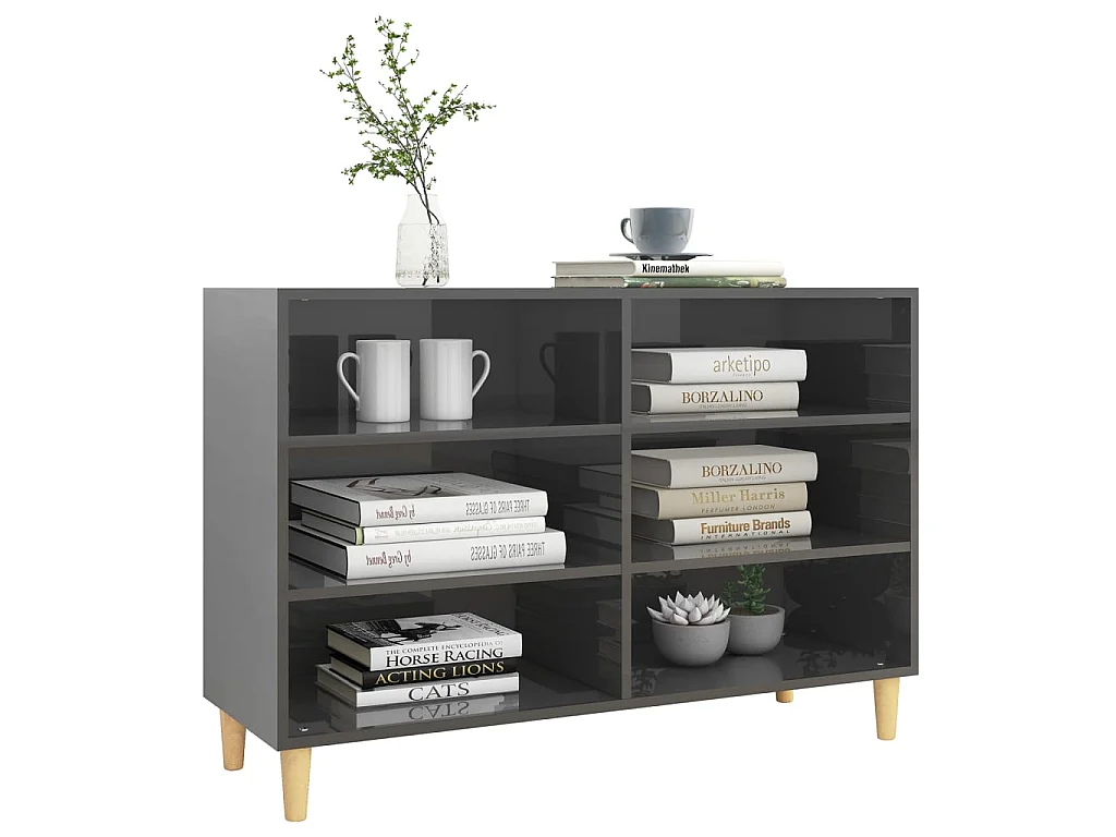 Dressoir 103,5x35x70 cm spaanplaat hoogglans grijs NL881795