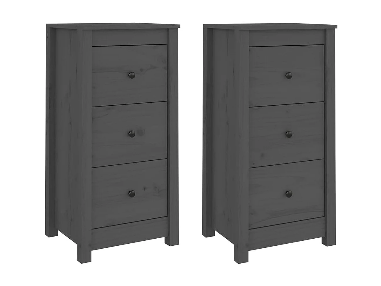 Dressoirs 2 st 40x35x80 cm massief grenenhout grijs NL173095