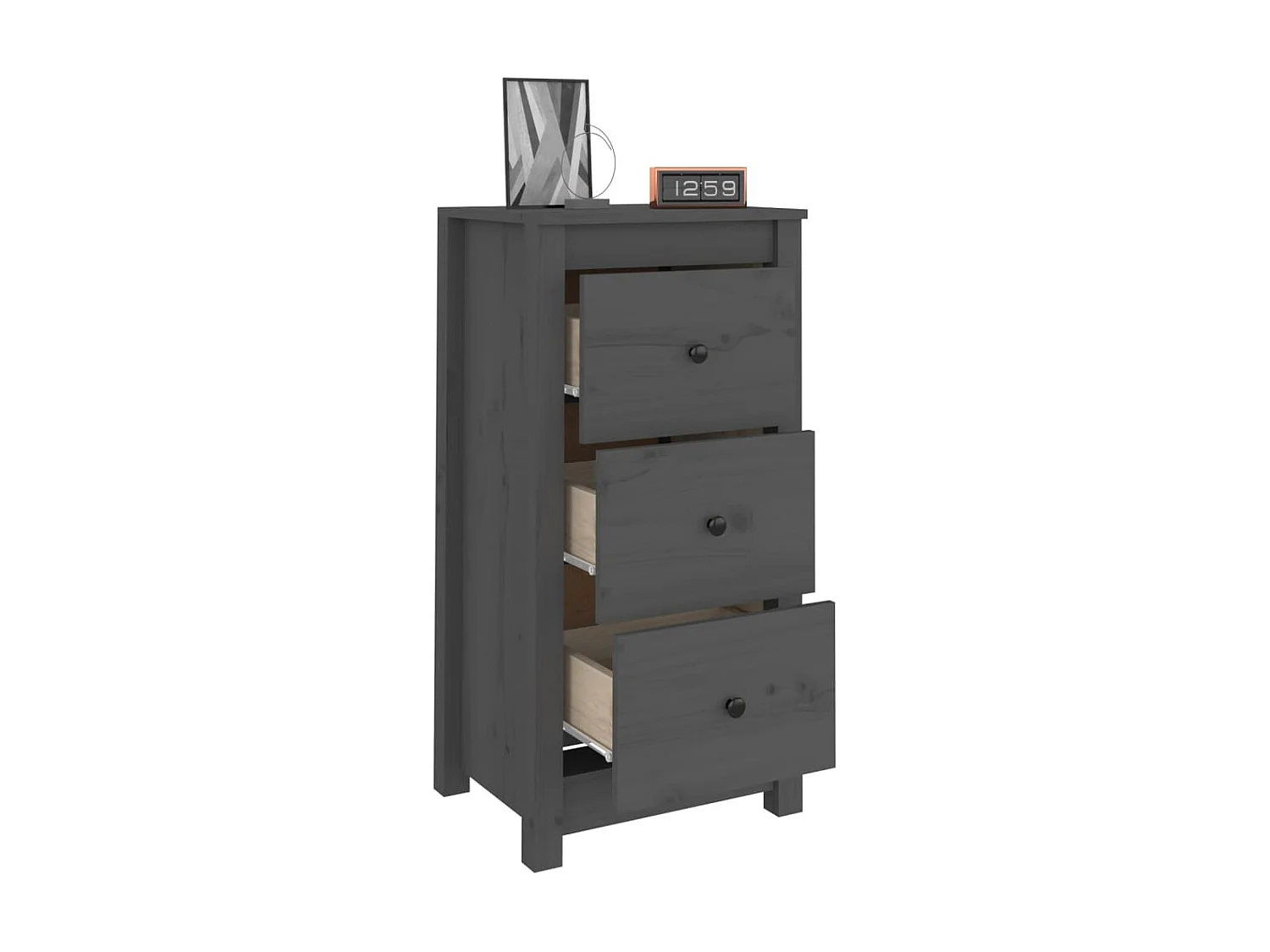 Dressoirs 2 st 40x35x80 cm massief grenenhout grijs NL173095