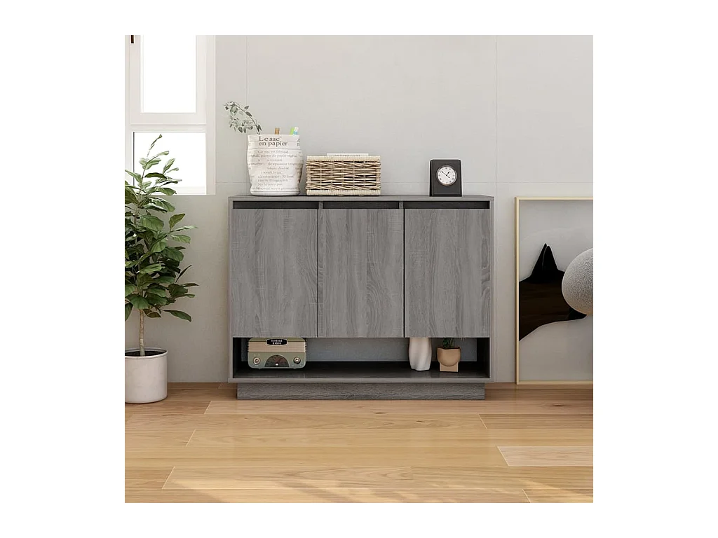 Buffet Sonoma gris 97x31x75 cm Aggloméré EGER29283