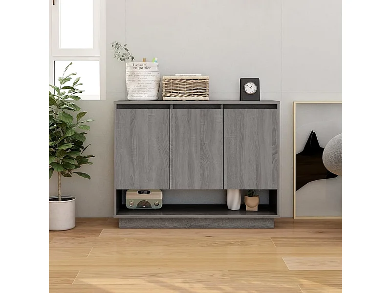 Buffet Sonoma gris 97x31x75 cm Aggloméré EGER29283