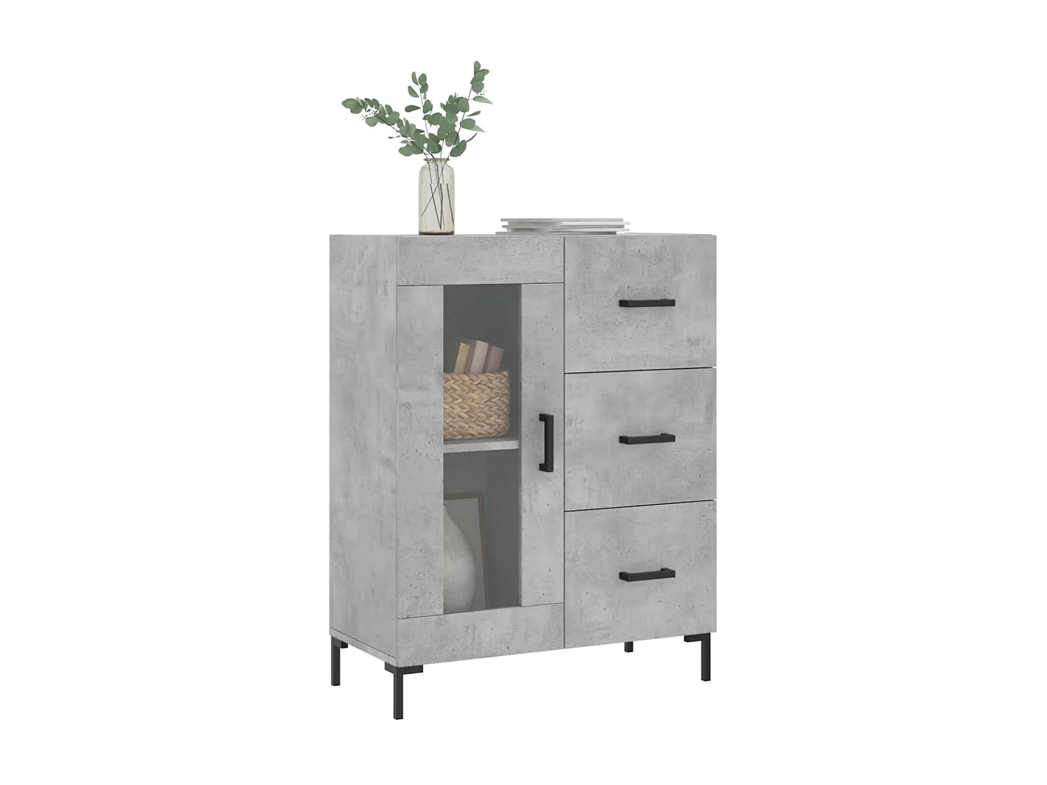 Buffet gris béton 69,5x34x90 cm bois d'ingénierie QWE70483